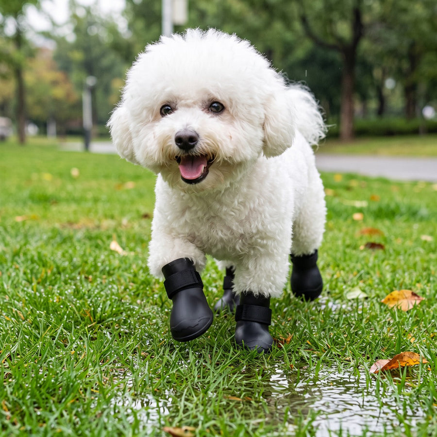 Dog boot with the Velcro strap open
